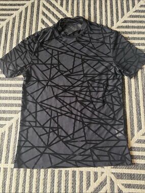 Men's Black Geometric Performance Tee - Unbranded
